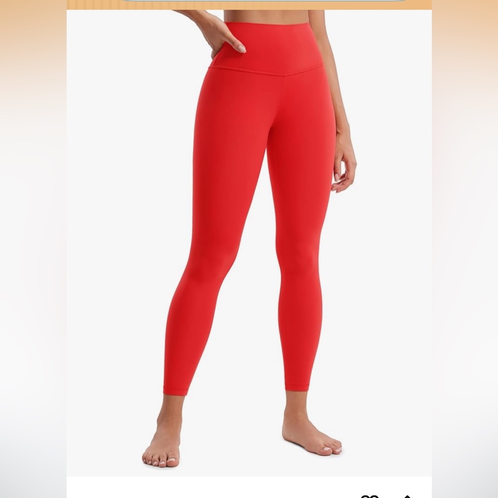 CRZ High-Rise Deep Red Active Leggings and matching ribbed top set